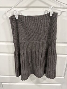 Zara Ribbed Knit Circle Skirt - Charcoal Gray